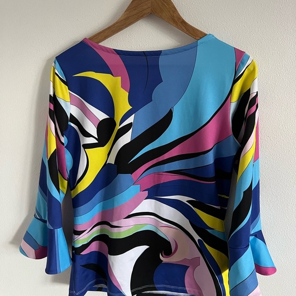 Parisou Pyschadelic Printed Bell Sleeve Blouse, size small - Picture 5 of 5